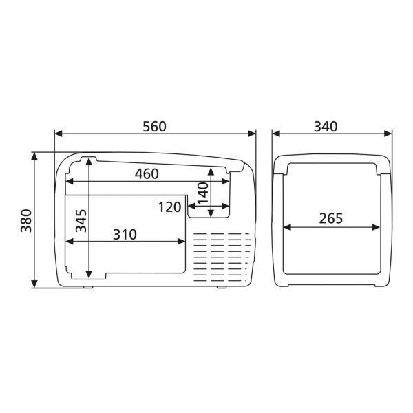 Medidas de Nevera 31 litros con Compresor Dometic