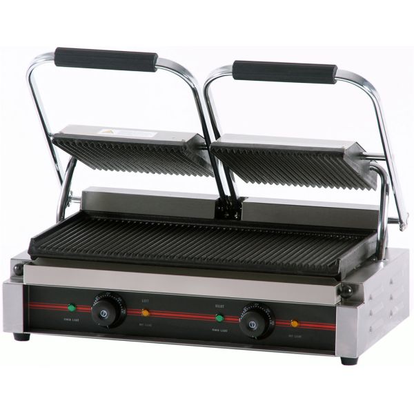 Plancha-Grill Profesional. Base y tapa Ranuradas. Doble 475 cm 