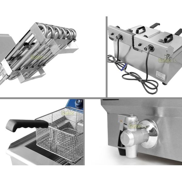 Detalles de la Freidora Profesional doble cesta 20 litros (10+10)