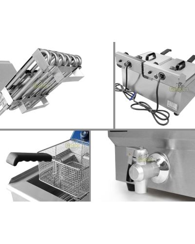 Detalles de la Freidora Profesional doble cesta 20 litros (10+10)