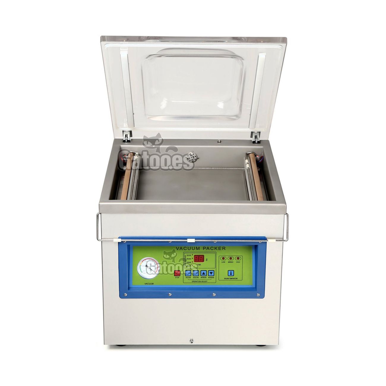 Vista superior de la Envasadora de Vacío Profesional de Campana EV402. 2 Barras Sellado 40 cm.