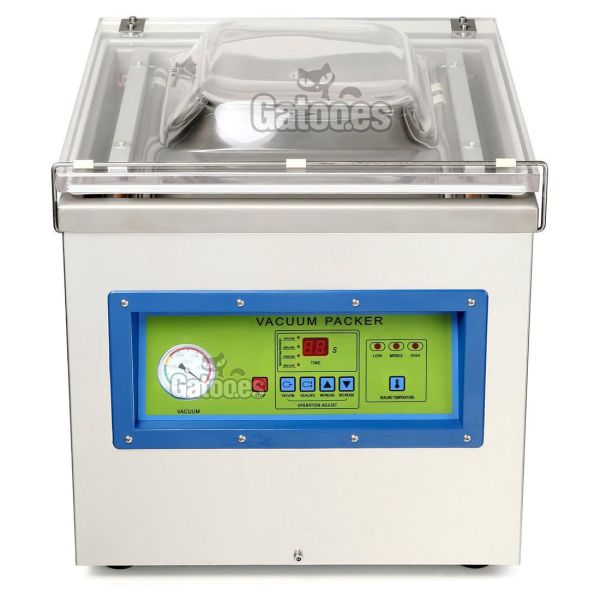 Vista cerrada de la Envasadora de Vacío Profesional de Campana EV402. 2 Barras Sellado 40 cm.