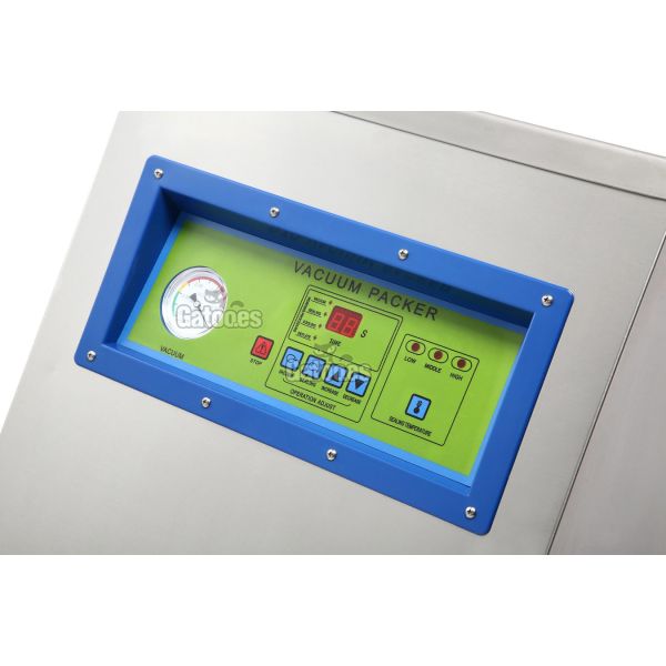 Panel de mandos de la Envasadora de Vacío Profesional de Campana EV402. 2 Barras Sellado 40 cm.