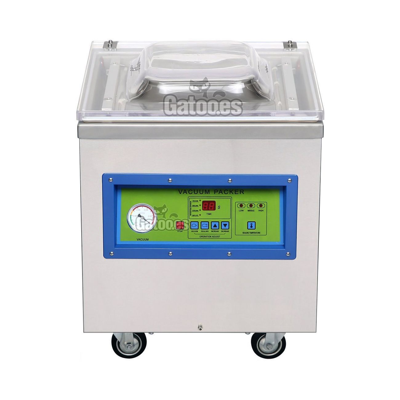 Frontal de la Envasadora de Vacío Profesional de Campana EV502. 2 Barras Sellado 50 cm.