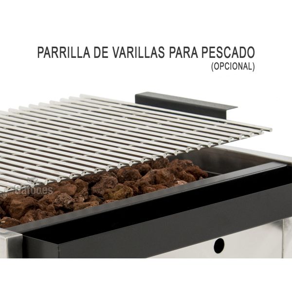 Parrilla Varillas para Pescado. Barbacoa de Gas de Piedra Volcánica GB35. Ancho 37 cm.