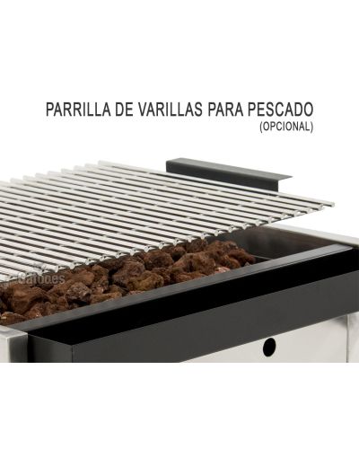 Parrilla Varillas para Pescado. Barbacoa de Gas de Piedra Volcánica GB35. Ancho 37 cm.