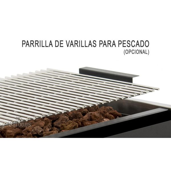 Parrilla Varillas para Pescado. Barbacoa de Gas de Piedra Volcánica GB100. Ancho 100 cm.