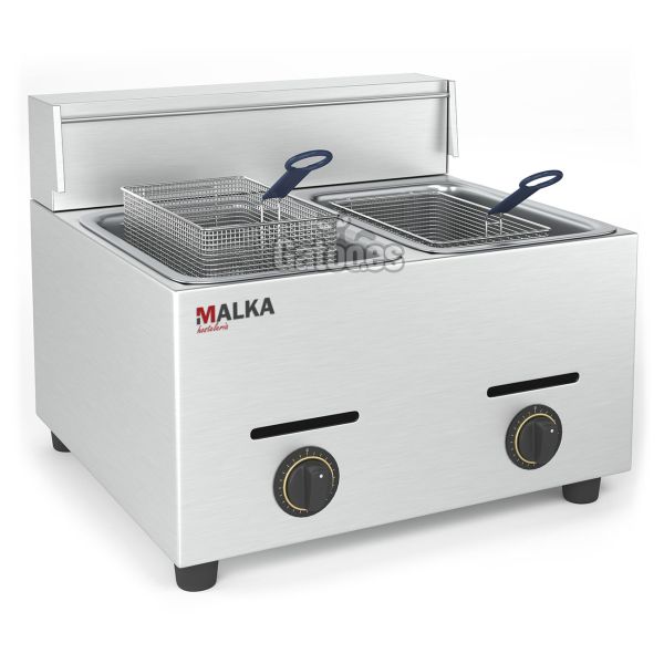Freidora a Gas Doble 7+7 Litros Profesional Malka (OUTLET Reacondicionado)