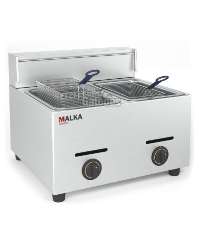 Freidora a Gas Doble 7+7 Litros Profesional Malka (OUTLET Reacondicionado)