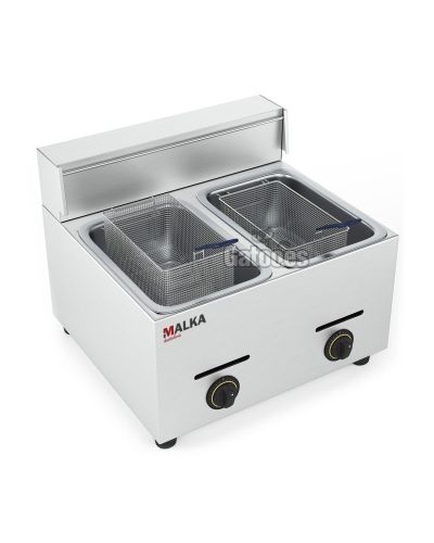 Vista superior Freidora a Gas Doble 7+7 Litros Profesional Malka (OUTLET Reacondicionado)