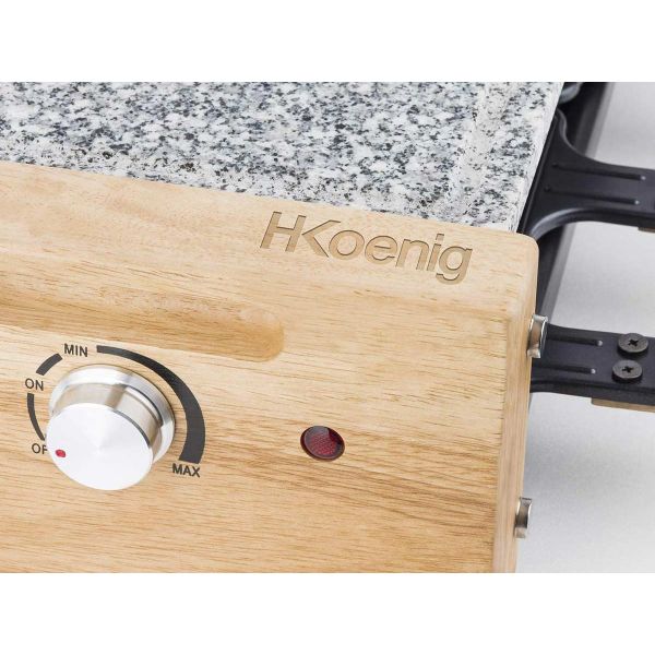 Raclette con Piedra H.Koenig WOD8. Con 8 sartenes y Termostato regulable