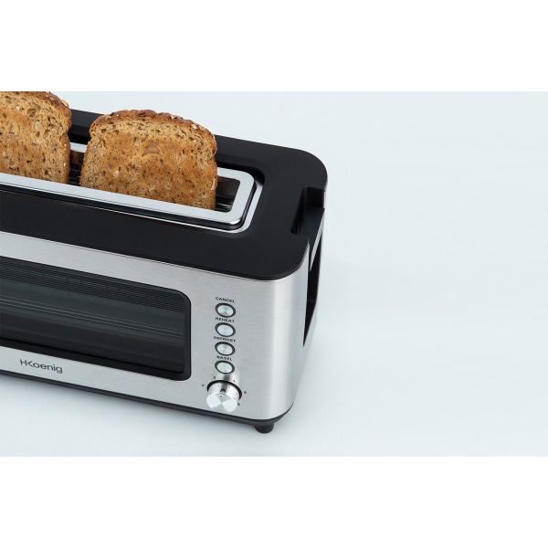 Tostadora de pan H.Koenig VIEW7. Con Cristal transparente. Con 4 funciones.
