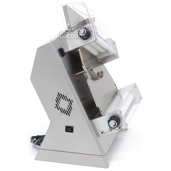 Vista lateral Formadora de Pizza Doble para Pizzas de 30 cm. DP32