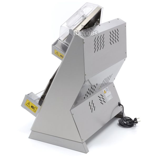 Vista lateral Formadora de Pizza Doble para Pizzas de 40 cm. Automática DP42A