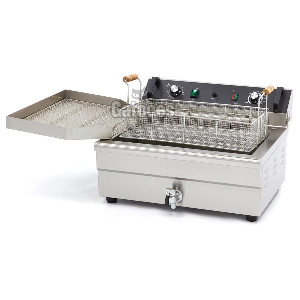 Freidora Profesional 20 litros con un depósito (OUTLET Reacondicionado) con escurridor de fritos