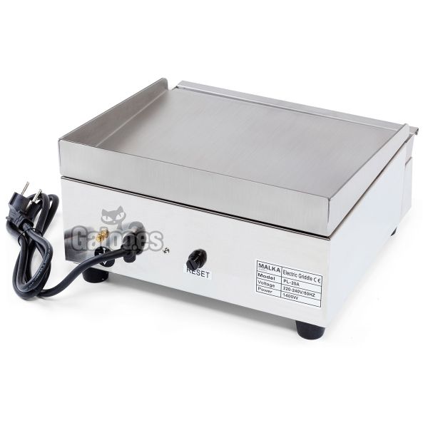 Vista trasera Plancha Eléctrica de Cocina Profesional Malka. Ancho 32 cm. (OUTLET Reacondicionado - Taras)