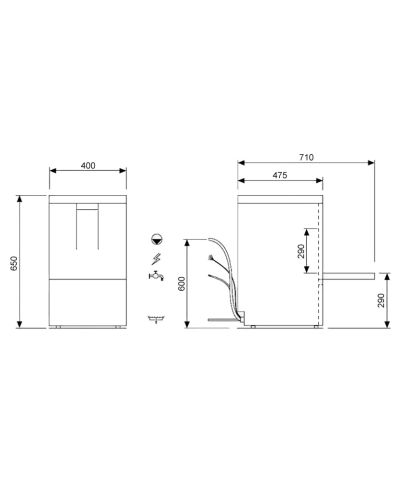 Medidas Lavavajillas Industrial LVV35. Cesta de 35x35 (OUTLET Reacondicionado)