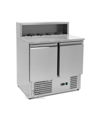 Mesa Refrigerada para Pizza de Granito, 5 cubetas GN1/6. Ancho 90 cm.