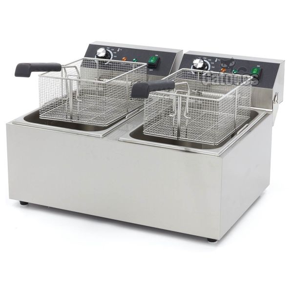 Freidora Profesional doble cuba 20 litros (10+10) - abierta