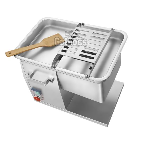 Vista superior Cortadora de Carne en Tiras o Dados con separación de corte 4 mm.