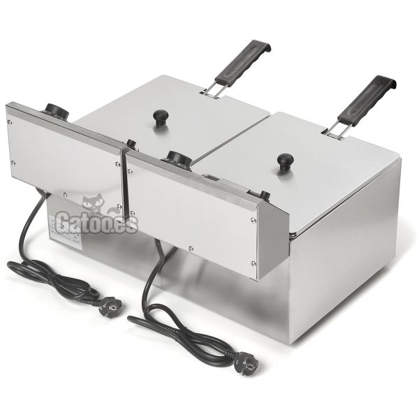 Vista posterior de Freidora doble cesta 16 litros Malka FED16