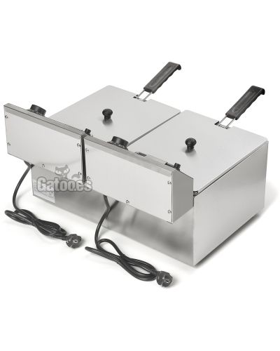 Vista posterior de Freidora doble cesta 16 litros Malka FED16