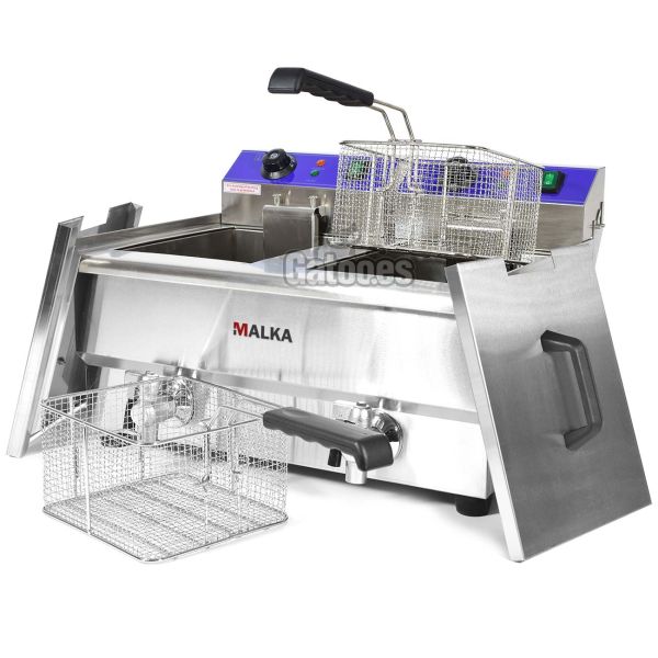 Freidora 12+12 litros Malka FED24 abierta