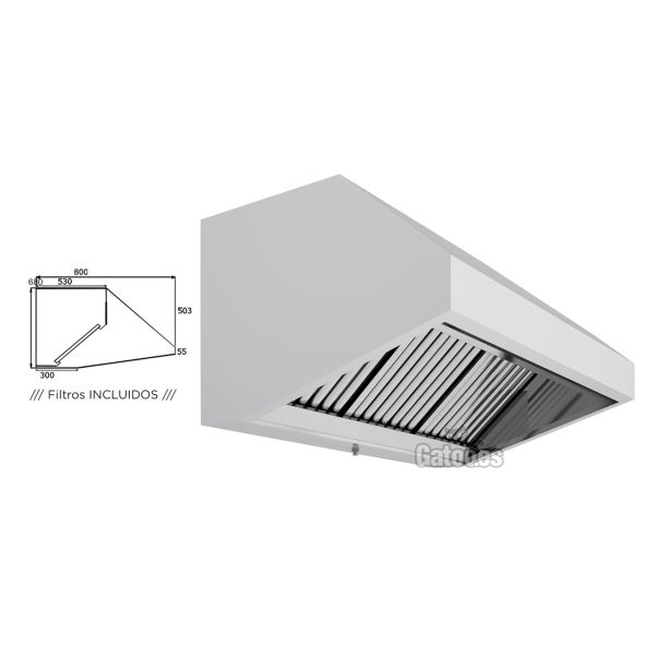 Campana Extractora Industrial. Ancho 100 cm.