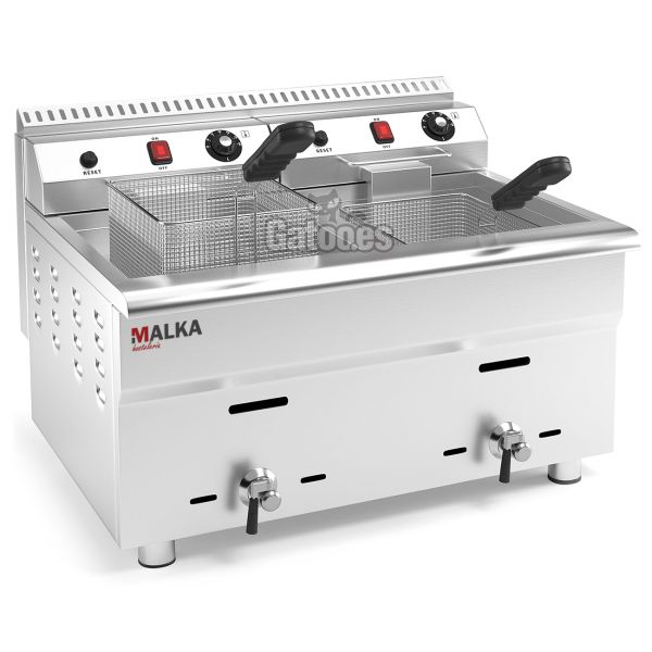 Freidora a Gas Profesional doble 34 Litros (17+17) Malka (OUTLET Reacondicionado)