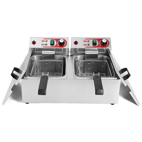 Freidora Profesional Eltron doble cuba 16 litros (8+8) - tapas