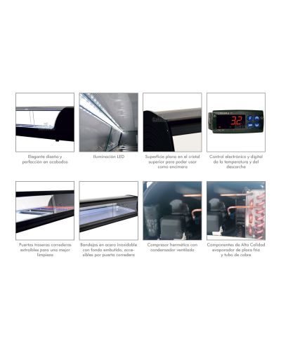 Detalles de la Vitrina Refrigerada Tapas Lisa. 6 Cubetas VRL6 Detalles de la Vitrina Refrigerada Tapas Lisa. 6 Cubetas VRL6