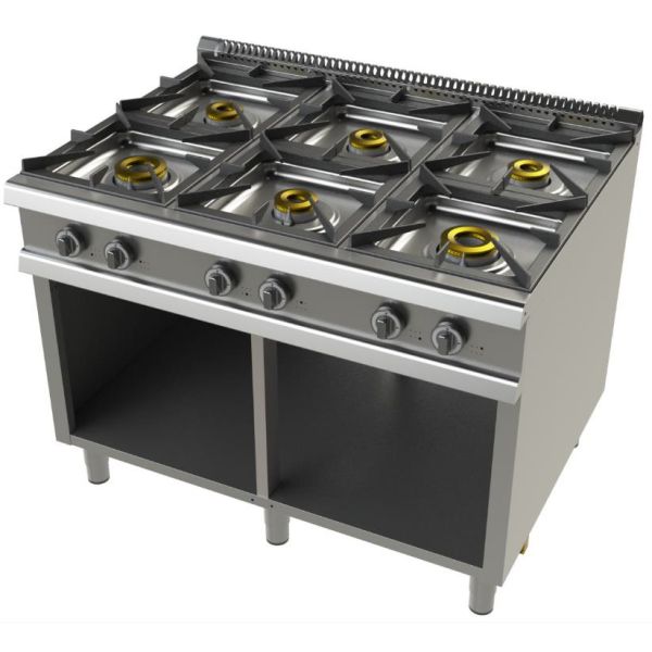 Cocina de Gas Industrial de 6 Fuegos KS26. Con Mueble. Fondo 90 cm. (OUTLET Reacondicionado)