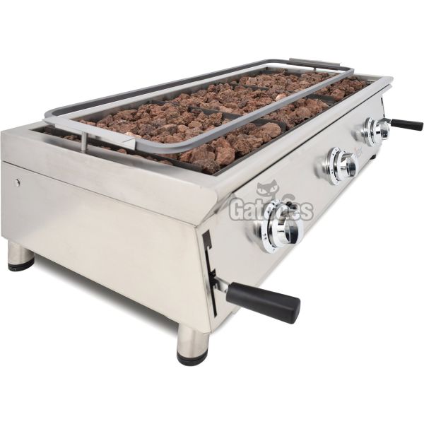 Barbacoa de Gas de Piedra Volcánica GB100. Ancho 100 cm. Inoxidable