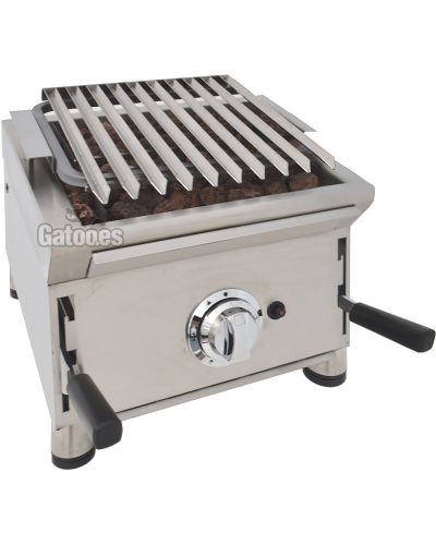 Barbacoa a Gas de Piedra Volcánica GB35. Ancho 37 cm. Inoxidable