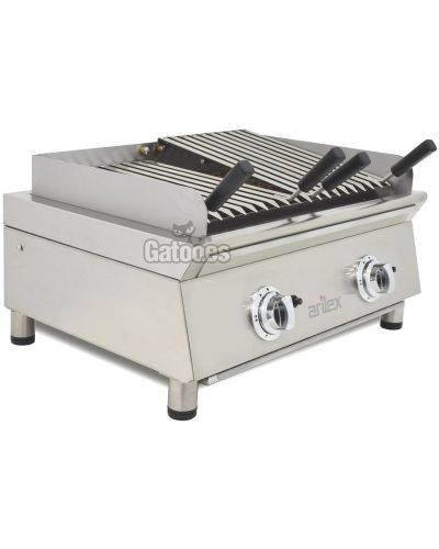 Parrilla Vasca a Gas de Piedra Volcánica, barbacoa. Ancho 70 cm.