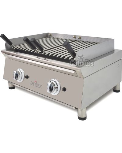 Parrilla Vasca de Gas de Piedra Volcánica, barbacoa. Ancho 70 cm.