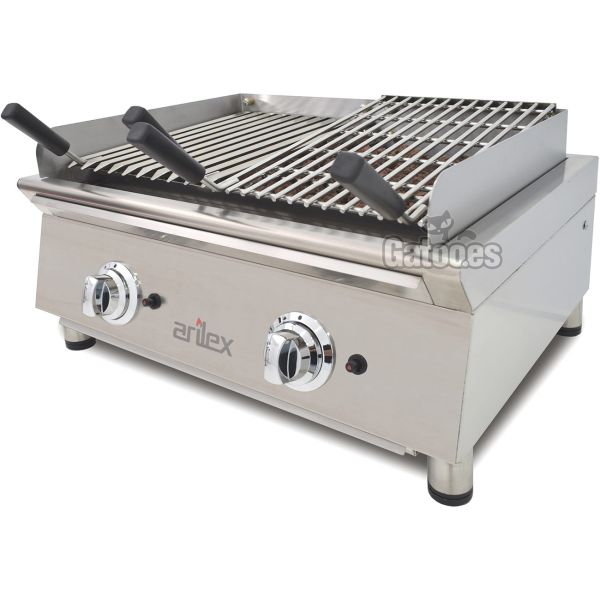 Parrilla Vasca de Gas 70 cm con Piedra Volcánica, Peto levantado