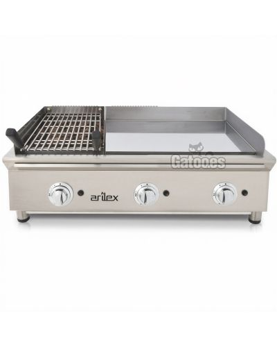 FryTop y Parrilla a Gas GRB100. Ancho 100 cm. con varillas para pescado